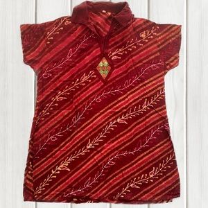 Women’s Embroidered Cotton Tunic Wine Red Size M